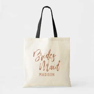 Roos Gold Modern Typografie Weddenschap Bridesmaid Tote Bag