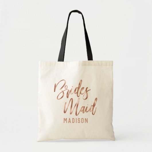 Roos Gold Modern Typografie Weddenschap Bridesmaid Tote Bag (Voorkant)