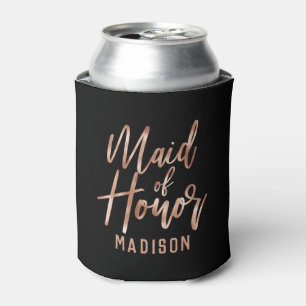 Roos Gold Modern Typography Wedding Maid of Honor Blikjeskoeler