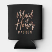 Roos Gold Modern Typography Wedding Maid of Honor Blikjeskoeler (Achterkant)