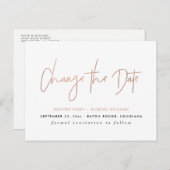 Roos Gold Modern Verander de Datum Aankondigingskaart (Voorkant / Achterkant)