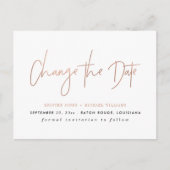 Roos Gold Modern Verander de Datum Aankondigingskaart (Voorkant)
