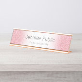 Roos Gold Moderne elegante Sjabloon personaliseren Bureau Naambordje (Voorkant)