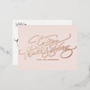 Roos Gold Moderne Kalligrafie Happy Thanksgiving Folie Feestdagen Briefkaart