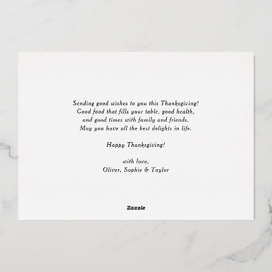 Roos Gold Moderne Kalligrafie Happy Thanksgiving Folie Feestdagenkaart (Achterkant)