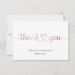 Roos Gold Moderne kalligrafie met hart Bedankkaart