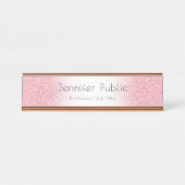 Roos Gold Moderne Sjabloon Professional D aanpasse Bureau Naambordje (Voorkant)