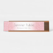 Roos Gold Moderne Sjabloon Professional D aanpasse Bureau Naambordje (Voorkant)