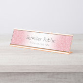 Roos Gold Moderne Sjabloon Professional Trendy Bureau Naambordje (Voorkant)