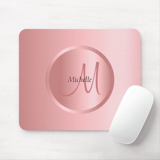 Roos Gold Mono gram Sjabloon Moderne elegant Muismat (Met muis)