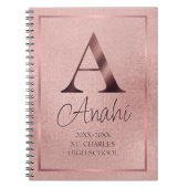 Roos Gold Monogram Academisch Jaar School Notitieboek (Voorkant)