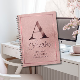 Roos Gold Monogram Academisch Jaar School Notitieboek