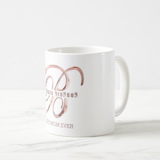 Roos Gold Monogram B Aangepaste tekst Beste mama o Koffiemok (Voorkant rechts)