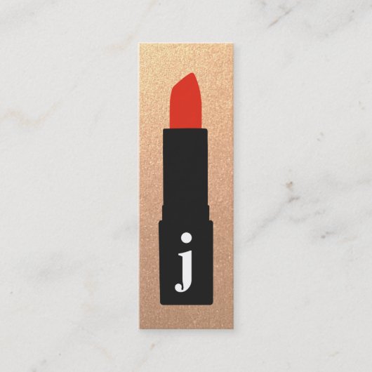 Roos Gold Monogram Beauty Makeup Artist Lipstick Mini Visitekaartje (Voorkant)