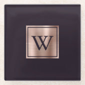 Roos Gold Monogram Blackcurrant Paars Glazen Onderzetter (Voorkant)