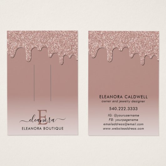 Roos Gold Monogram brandmerk Hair Clip Display Visitekaartje (Voorkant /achterkant)