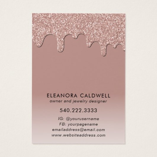 Roos Gold Monogram brandmerk Hair Clip Display Visitekaartje (Achterkant)