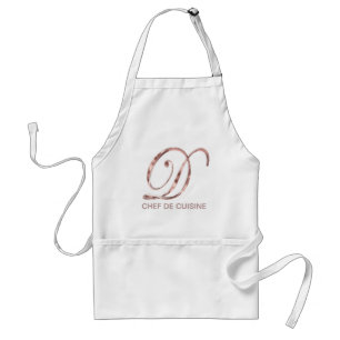 Roos Gold Monogram D Chef de Cuisine of Jouw tekst Standaard Schort