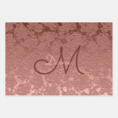 Roos Gold Monogram Elegant Art Floral Patroon Inpakpapier Vel (Voorkant 2)