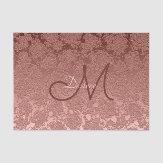 Roos Gold Monogram Elegant Art Floral Patroon Tissuepapier (Voorkant)