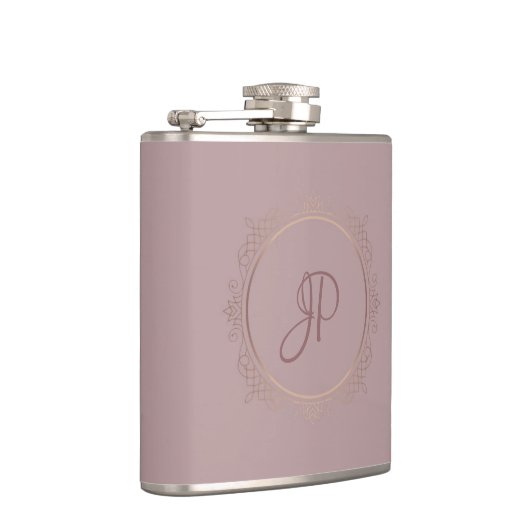 Roos Gold Monogram Elegant Custom Sjabloon Heupfles (Rechts)