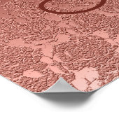 Roos Gold Monogram Elegant Floral Art Patroon Poster (Hoek)