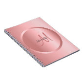 Roos Gold Monogram Elegant Moderne Sjabloon Notitieboek (Rechterzijde)