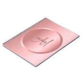 Roos Gold Monogram Elegant Moderne Sjabloon Notitieboek (Linkerzijde)