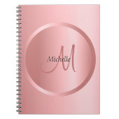 Roos Gold Monogram Elegant Moderne Sjabloon Notitieboek (Voorkant)