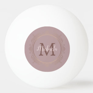Roos Gold Monogram Elegant Moderne Sjabloon Pingpongbal