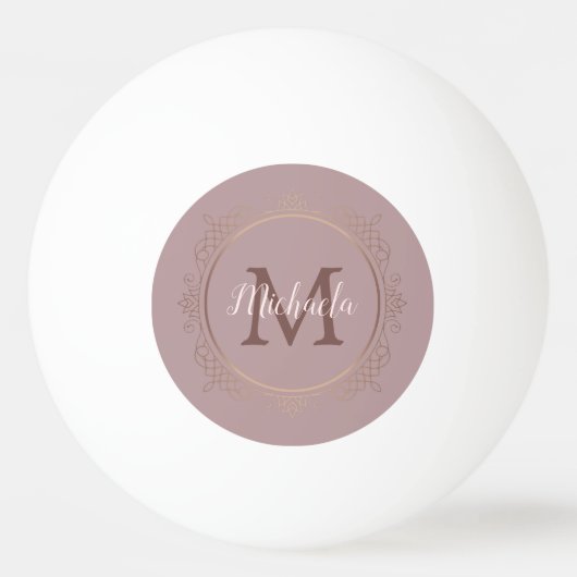Roos Gold Monogram Elegant Moderne Sjabloon Pingpongbal (Voorkant)