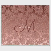 Roos Gold Monogram Elegant Stylish Floral Pattern Cadeaupapier (Vlak)