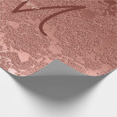 Roos Gold Monogram Elegant Stylish Floral Pattern Cadeaupapier (Hoek)