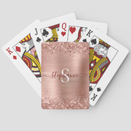 Roos Gold Monogram Faux-Glitter Girly Glam Pokerkaarten