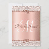 Roos Gold Monogram Glitter Virtual Wedding Kaart (Achterkant)