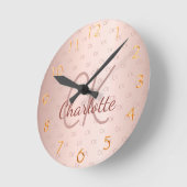 Roos gold monogram initiaal naam elegant ronde klok (Hoek)