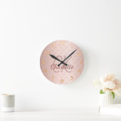 Roos gold monogram initiaal naam elegant ronde klok (Huis)