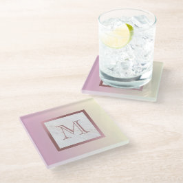 Roos Gold Monogram Marble Paars Ombre Glazen Onderzetter