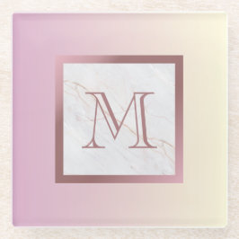 Roos Gold Monogram Marble Paars Ombre Glazen Onderzetter