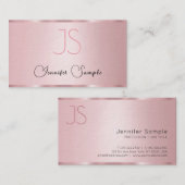 Roos Gold Monogram Modern Typografie Luxe Visitekaartje (Voorkant / Achterkant)