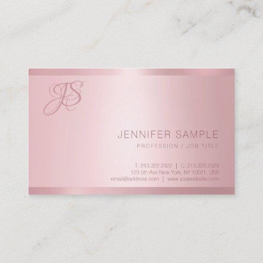 Roos Gold Monogram Moderne Eenvoudige Sjabloon Visitekaartje (Achterkant)