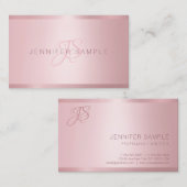 Roos Gold Monogram Moderne Eenvoudige Sjabloon Visitekaartje (Voorkant / Achterkant)