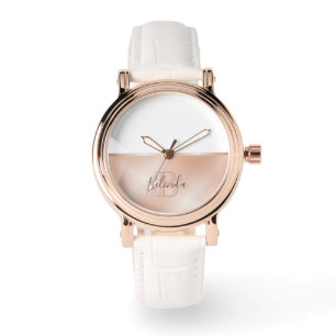 Roos Gold Monogram Naam toevoegen Minimalist Horloge