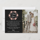 Roos Gold Monogram Poker Chip Casino Wedding Bedankkaart (Voorkant)