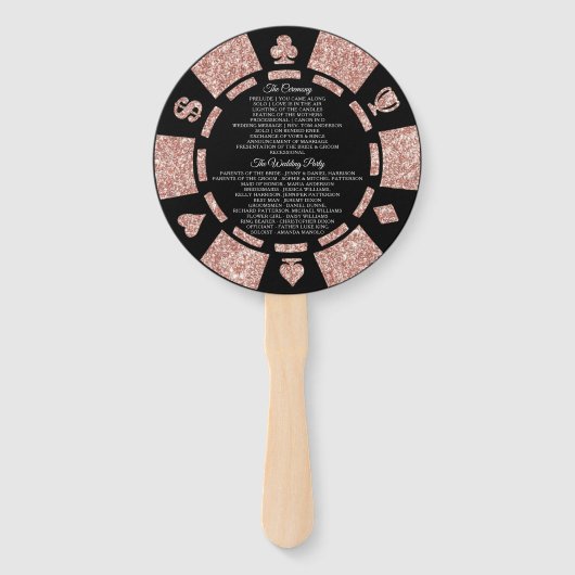 Roos Gold Monogram Poker Chip Casino Wedding Handwaaier (Achterkant)