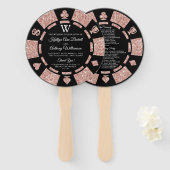 Roos Gold Monogram Poker Chip Casino Wedding Handwaaier (Voorkant en achterkant)