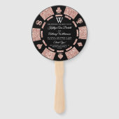 Roos Gold Monogram Poker Chip Casino Wedding Handwaaier (Voorkant)