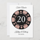 Roos Gold Monogram Poker Chip Casino Wedding Kaart (Voorkant)