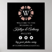 Roos Gold Monogram Poker Chip Casino Wedding Poster (Voorkant)