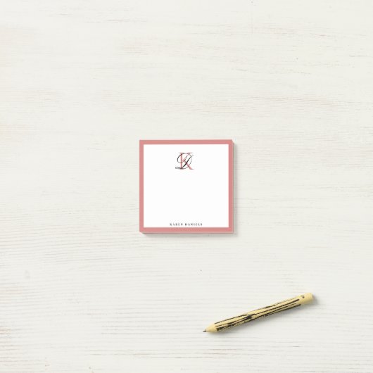 Roos Gold Monogram Post-it® Notes (Op bureau)